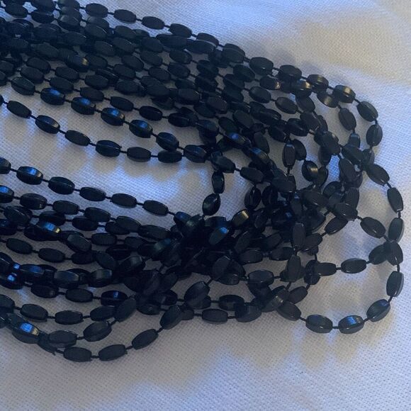 Vintage MCM Whimsigoth Black Beaded Multi Strand Necklace 25” - Picture 14 of 16